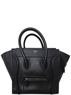 Celine Mini Luggage Black Drummed Calfskin Leather Tote Phoebe Philo Era 2012